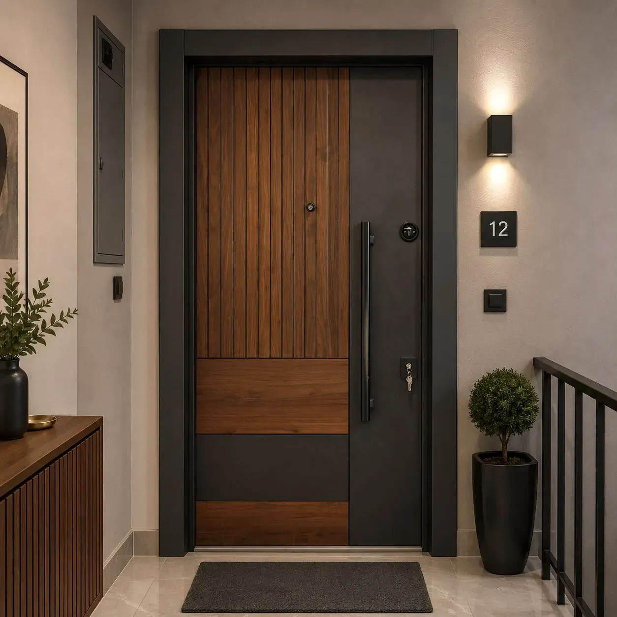 SM-BG001 ahşap görünümlü villa giriş kapısı