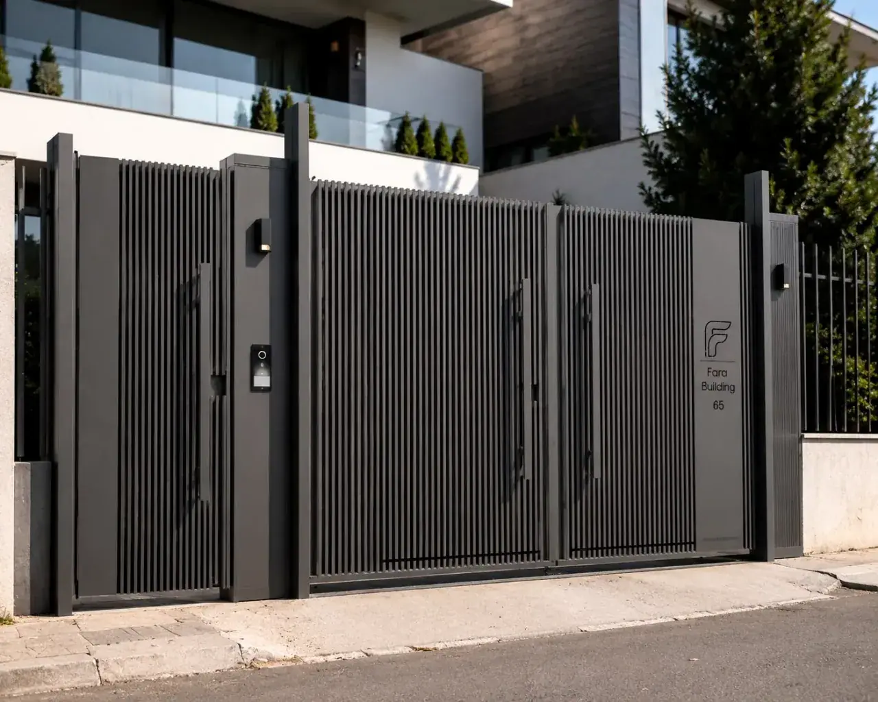 SM-VK006 dikey çubuklu modern villa kapısı